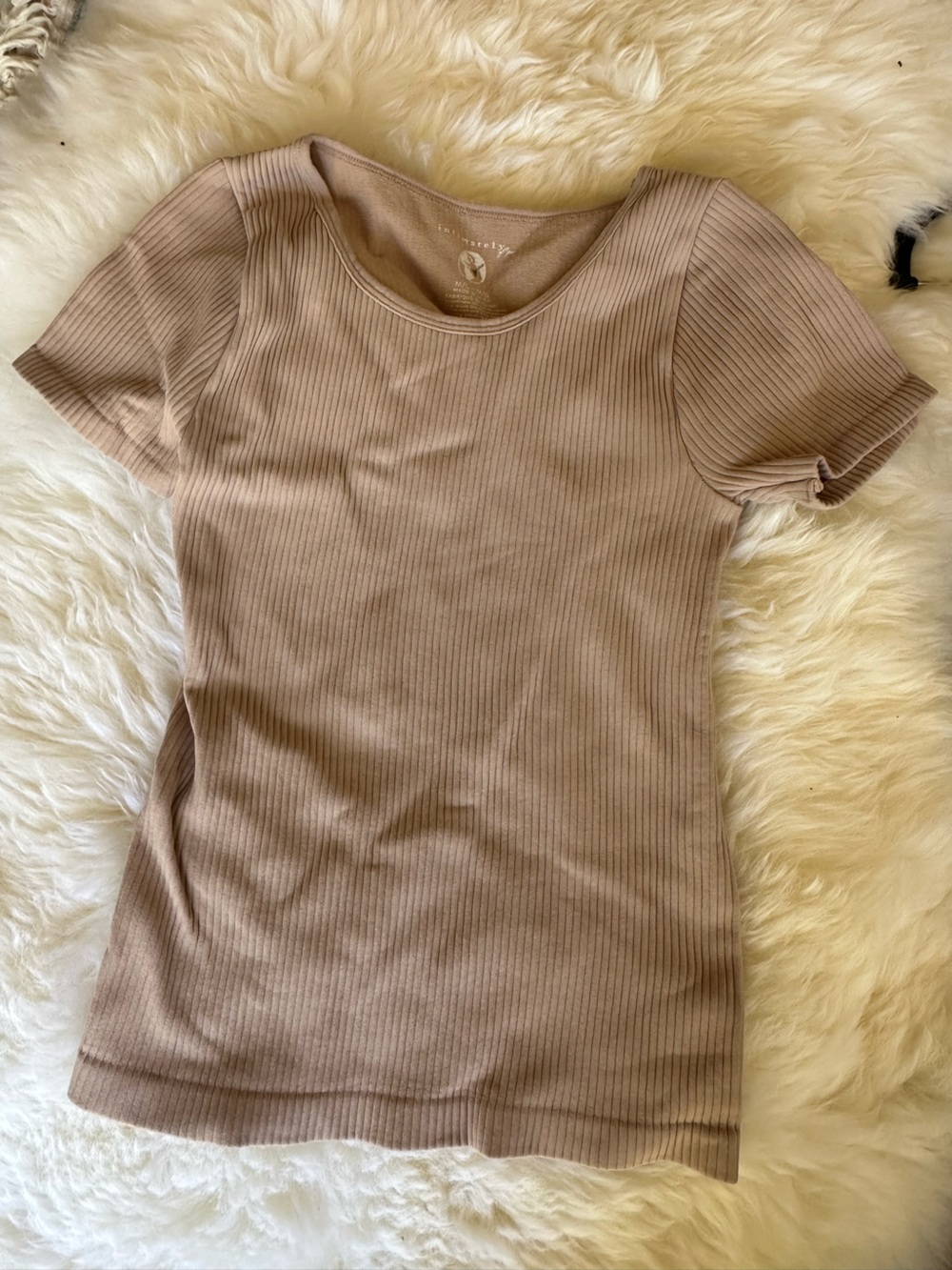 Ribbed Short-Sleeve Tee in Taupe — Women's Everyday Stretch Top